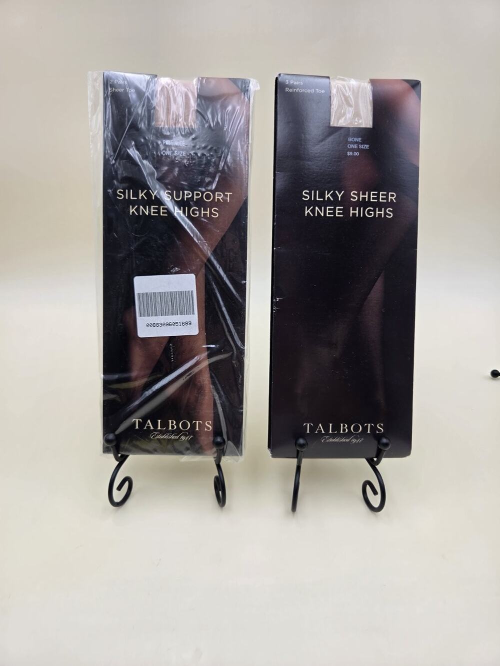Lot of 2 Talbots Knee Highs NWT Black Silky Sheer & Silky Support One Size Vtg